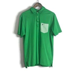 TRAVIS MATHEW Mens Green Polo Short Sleeve Shirt Size L Golf The Chive Logo